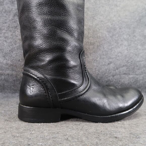 Frye Boots Women 6 Melissa Trapunto Riding Leather Pull On Classic Fashion Black - Picture 2 of 16
